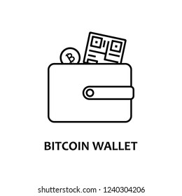 bitcoin wallet icon with name. Element of crypto currency for mobile concept and web apps. Thin line bitcoin wallet icon can be used for web and mobile