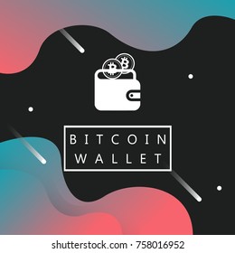 Bitcoin wallet icon on abstract space design