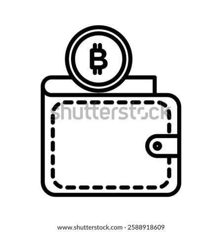 bitcoin wallet icon Outline vector symbol sign