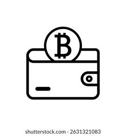 Bitcoin Ícone da Carteira Símbolo Criptomoeda Ícone da Carteira com Vetor de Moeda