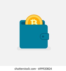 bitcoin wallet icon. Vector illustration isolated on background