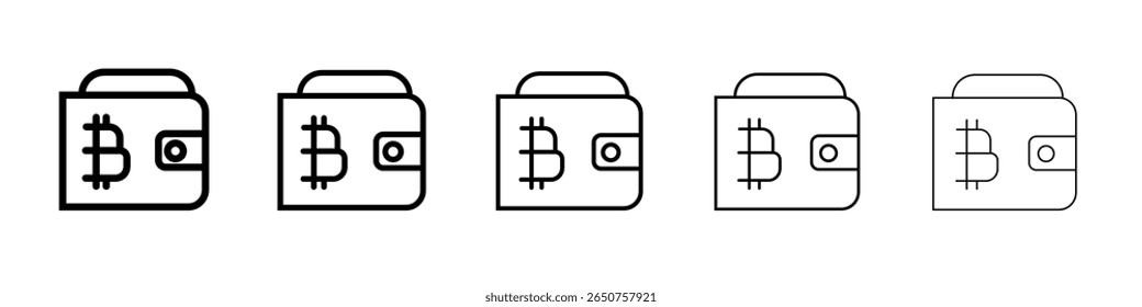 bitcoin wallet icon vector thin outline style sign