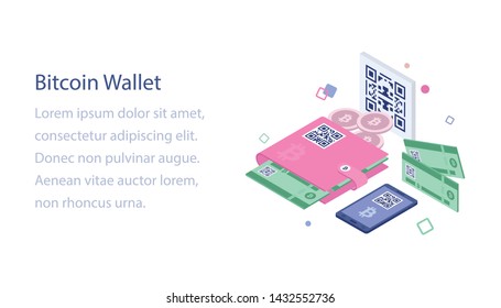 
Bitcoin wallet isometric illustration design 
