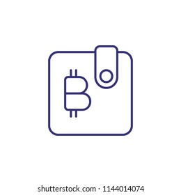 Bitcoin wallet line icon. Money, blockchain, payment. Cryptocurrency concept. Can be used for topics like crypto currency, finance, app design
