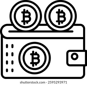Bitcoin Wallet Line Icon Vector Design