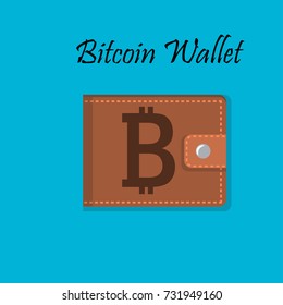 bitcoin wallet . Mobile bitcoin payment design. Leather wallet. Cryptocurrency collection