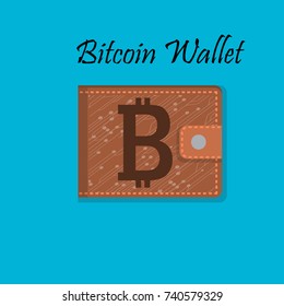 bitcoin wallet . Mobile bitcoin payment design. Leather wallet. Cryptocurrency collection