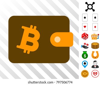 Bitcoin Wallet pictograph with bonus gambling pictures. Vector illustration style is flat iconic symbols. Designed for casino gui.