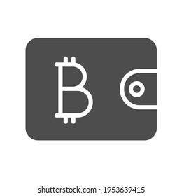icono vectorial de la silueta de la cartera de bitcoin aislado en blanco. icono de cartera bitcoin cryptocurrency para web, aplicaciones móviles, diseño de ui e impresión