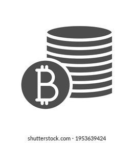 bitcoin wallet silhouette vector icon isolated on white. bitcoin cryptocurrency stack of coins wallet icon for web, mobile apps, ui design and print