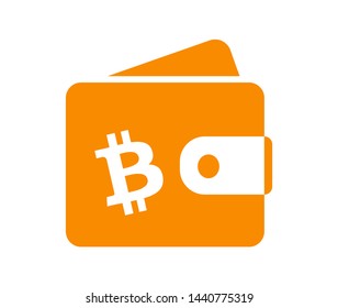 Bitcoin wallet symbol.  Money purse business symbols. Flat vector illustration symbol.