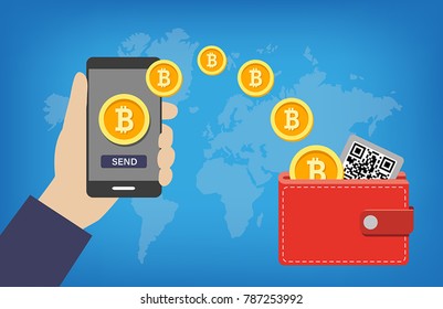 Bitcoin Wallet Transaction - Sending Bitcoins Into Online Digital Wallet