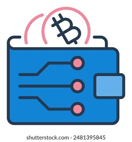 Bitcoin Wallet Vector Descentralizado Concepto de criptomoneda icono de color o elemento de diseño