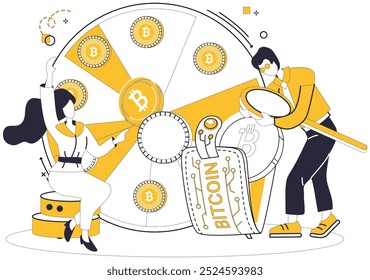 Bitcoin wallet vector illustration. Economic progress unfolds in digital era with rise digital wallets Maximize your financial potential with strategic investment in Bitcoin wallet