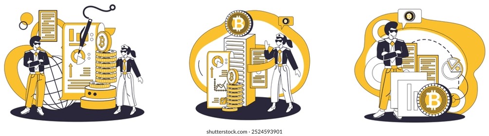 Bitcoin wallet vector illustration. Navigate electronic realm finance with robust digital wallet strategy Invest wisely in future finance by embracing Bitcoin wallet metaphor Banking in digital age