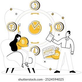 Bitcoin wallet vector illustration. In online marketplace, digital wallet is your passport to financial success Bitcoin wallet concepts redefine way we perceive currency and transactions