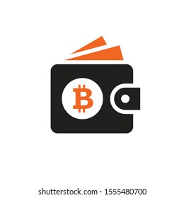 Bitcoin wallet - web icon design. Crypto currency money. Vector illustration. 