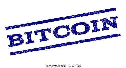 Bitcoin watermark stamp. Text tag between parallel lines with grunge design style. Rubber seal stamp with dirty texture. Vector color ink imprint on a white background.