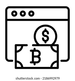 A Bitcoin Website Line Icon Design 