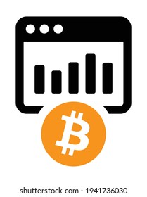 Bitcoin website vector icon, decentralized digital currency. Manage BTC data in web browser.
