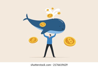 Bitcoin whale rich with bitcoin crypto trading. Wealth and Success of Bitcoin or Cryptocurrency Traders. Wealthy investors with bitcoins.