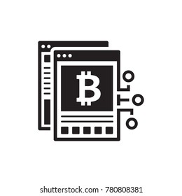 Bitcoin White Paper Icon. Modern computer network technology sign. Digital graphic symbol. Electronic document. Concept design elements.