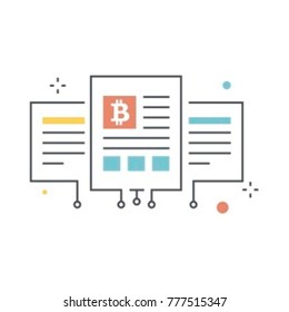 Bitcoin White Paper Modern Flat Icon. Authoritative Report Or Guide With Cryptocurrency, Blockchain Information. Satoshi Whitepaper Illustration. 