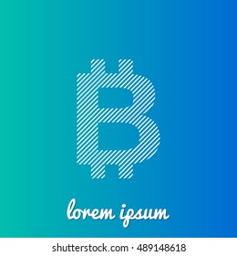 Bitcoin White stroke fill with blue & green gradient background Icon / Logo Design