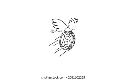 Bitcoin with wing Vector high resolution