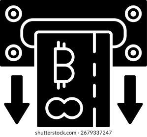 Bitcoin Retirar Estilo de Glifo Ícone Design