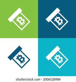 Bitcoin-Rückziehsymbol Flat vier Farbe minimale Icon Set