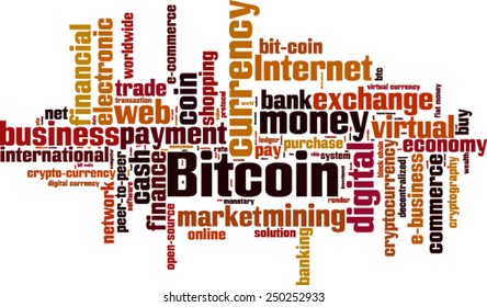 Bitcoin word cloud concept. Vector illustration