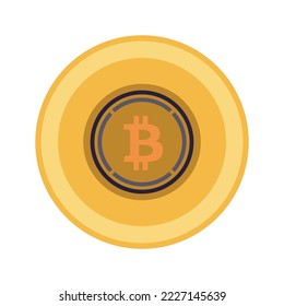 Bitcoin Wrapped  cryptocurrency golden coin isolated on white background vector illustration.ai