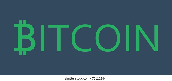 Bitcoin writing with bitcoin icon.