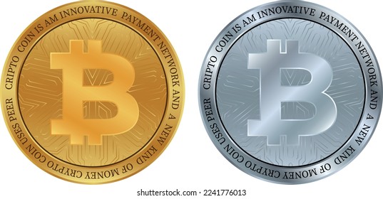 ilustraciones del vector de monedas bitcoin-btc. 3.ª ilustración