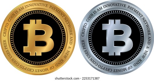 bitcoin-btc-coin-Vektorgrafiken. 3D-Illustration