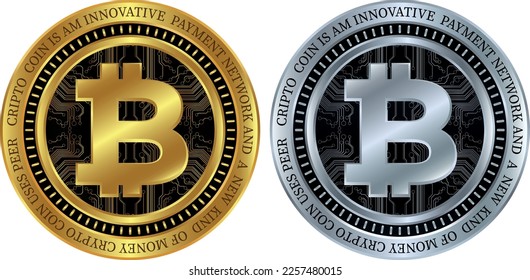 bitcoin-btc-coin-Vektorgrafiken. 3D-Illustration