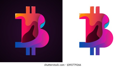 Bitcoin.Digital currency. Cryptocurrency. Colorful  bitcoin symbol isolated on white background. Stock vector illustration.Modern design.