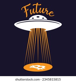 Bitcoin-inspired vector t-shirt. Perfect for print-on-demand, this editable design features BTC and crypto motifs, capturing the essence of tomorrow's digital economy