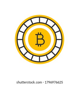 Los bitcoines. Resumen del logo de bitcoins de la tecnología. Icono de color del vector.