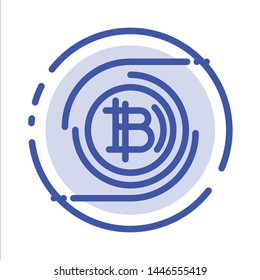 Bitcoins, Bitcoin, Block chain, Crypto currency, Decentralized Blue Dotted Line Line Icon