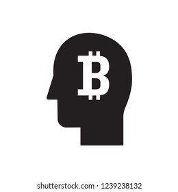 Bitcoins business icon. Head with cryptocurrency sign