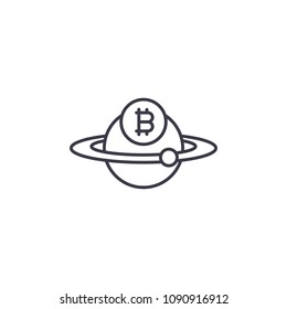 Bitcoins in circulation linear icon concept. Bitcoins in circulation line vector sign, symbol, illustration.
