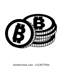 Bitcoins cryptocurrency isolated in black and white