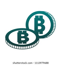 Bitcoins cryptocurrency isolated in blue lines