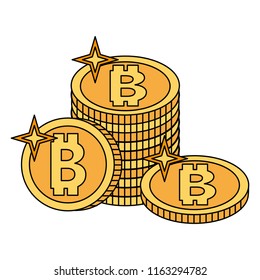 Bitcoins and cryptocurrency stacked