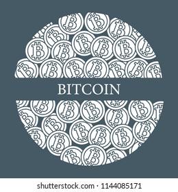 Bitcoins. Digital currency. Blockchain technology. Design for banner and print.
