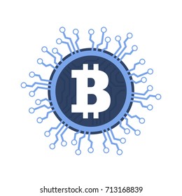 Bitcoins digital currency technology. Blockchain network illustration