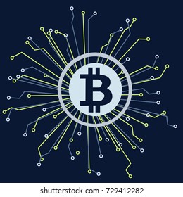 Bitcoins digital currency technology style background