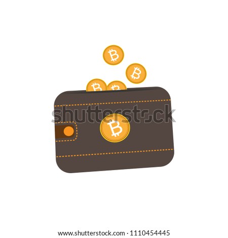 Bitcoins Falling Into Bitcoin Wallet Flat Stock Ve!   ctor Royalty Free - 